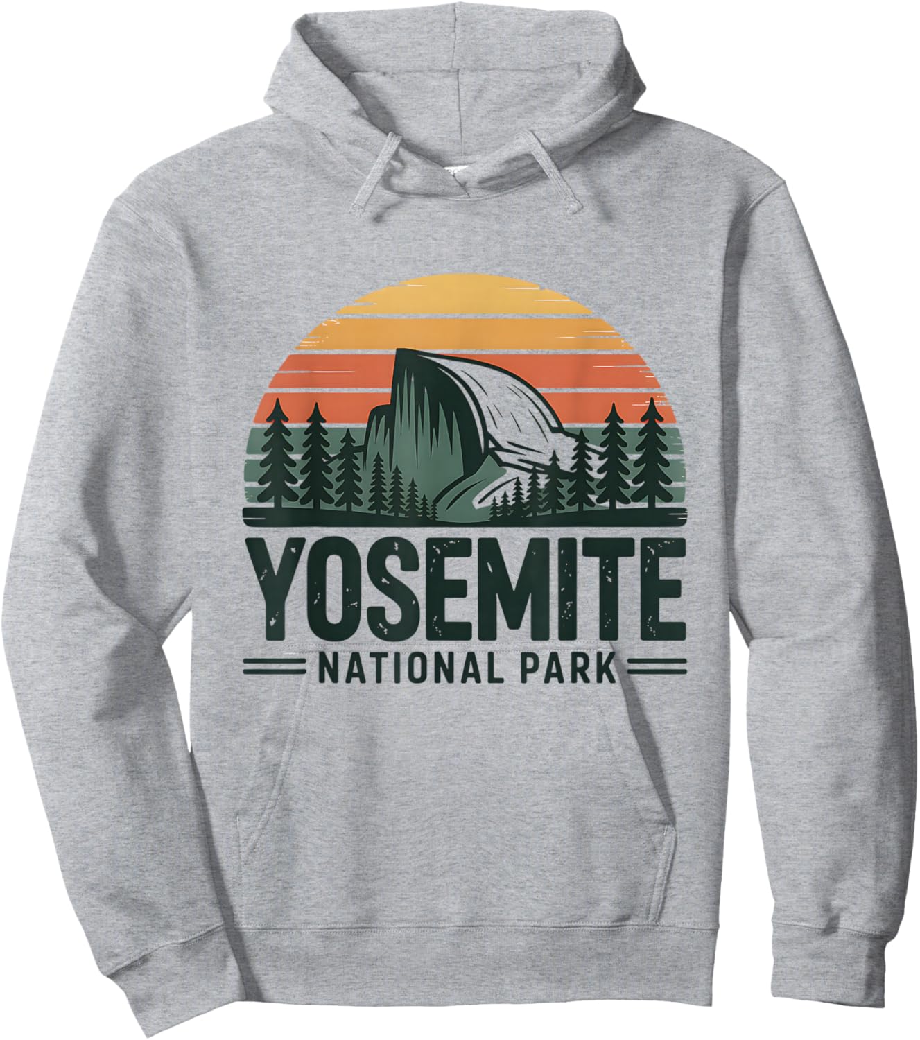 Yosemite National Park Half Dome Retro Sunset Hoodie - Hoodie | Ash