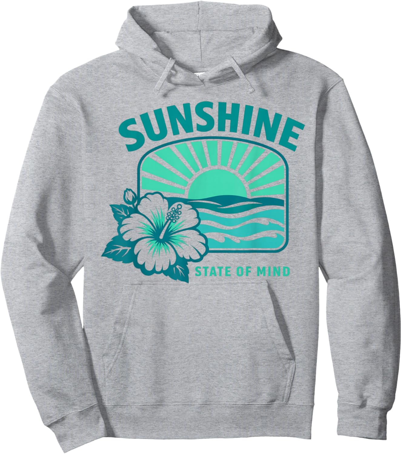 Sunshine State of Mind Tropical Hibiscus Design Hoodie - Hoodie | Ash