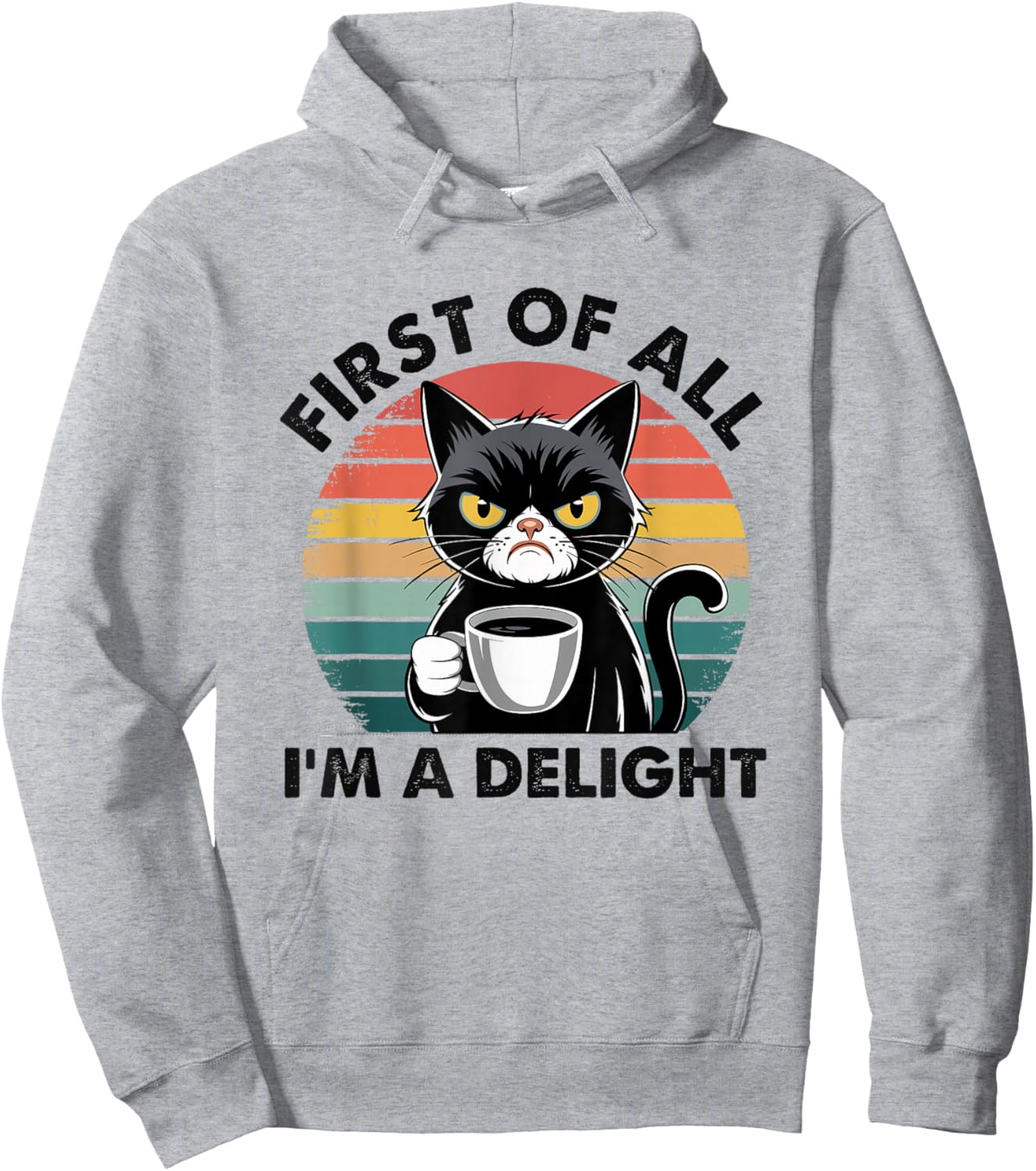 First Of All I'm A Delight Cat Hoodie - Hoodie | Ash