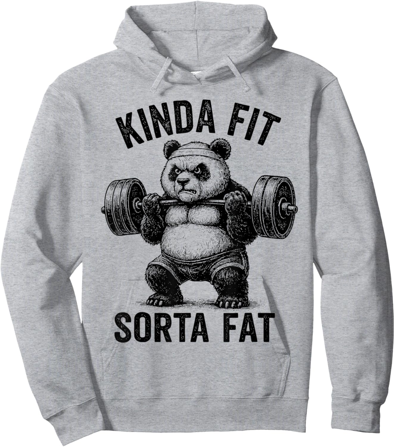 Funny Gym Panda Weightlifting Workout Hoodie - Hoodie | Ash