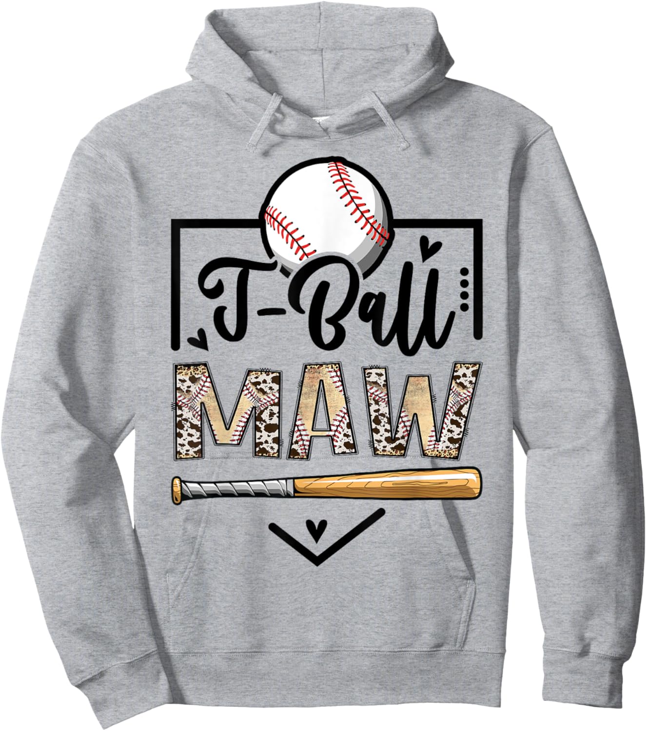 T-Ball Maw Leopard Funny Ball Game Day Hoodie - Hoodie | Ash