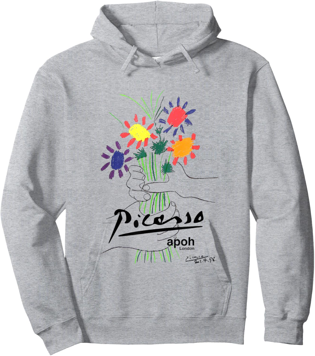 Picasso Flowers Drawing Classic Graphic Art Hoodie - Hoodie | Ash