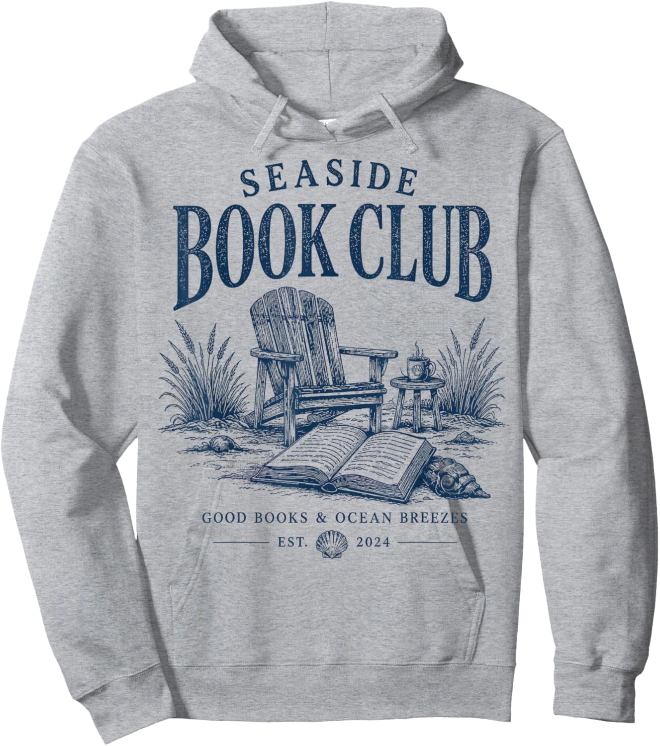 Seaside Book Club Vintage Beach Reader Hoodie - Hoodie | Ash
