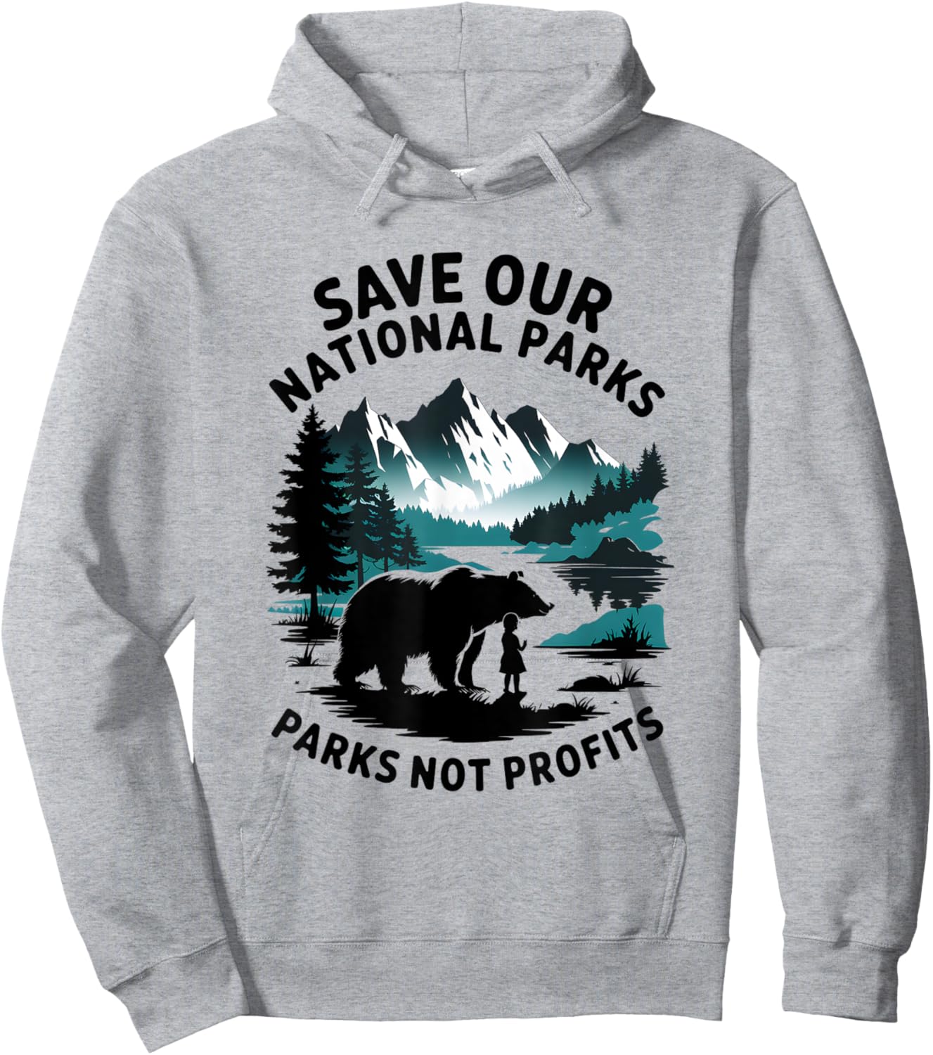 Save Our National Parks Mountain Grizzly Bear Hoodie - Hoodie | Ash