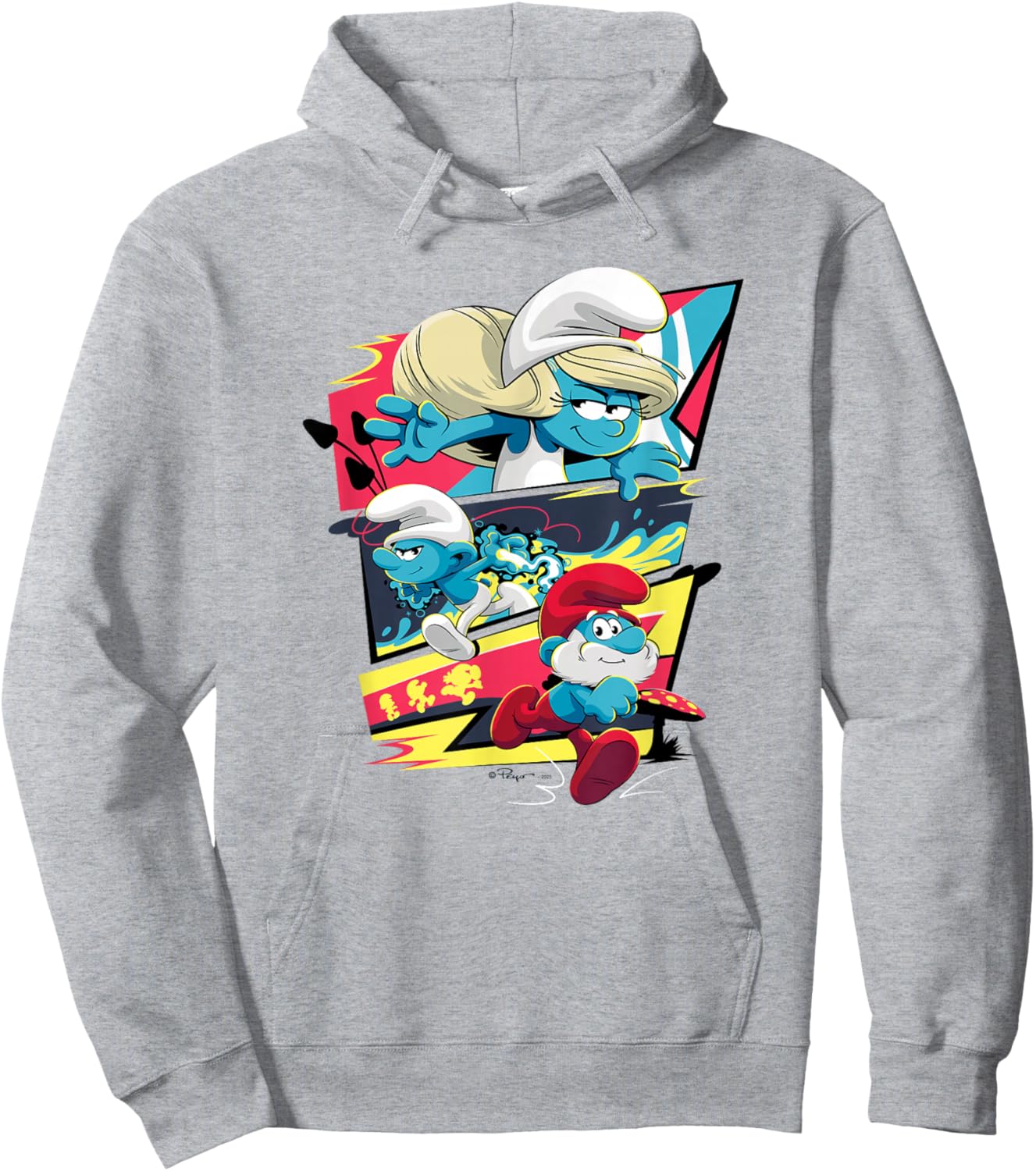 The Smurfs Action Comic Panels Retro Cartoon Hoodie - Hoodie | Ash