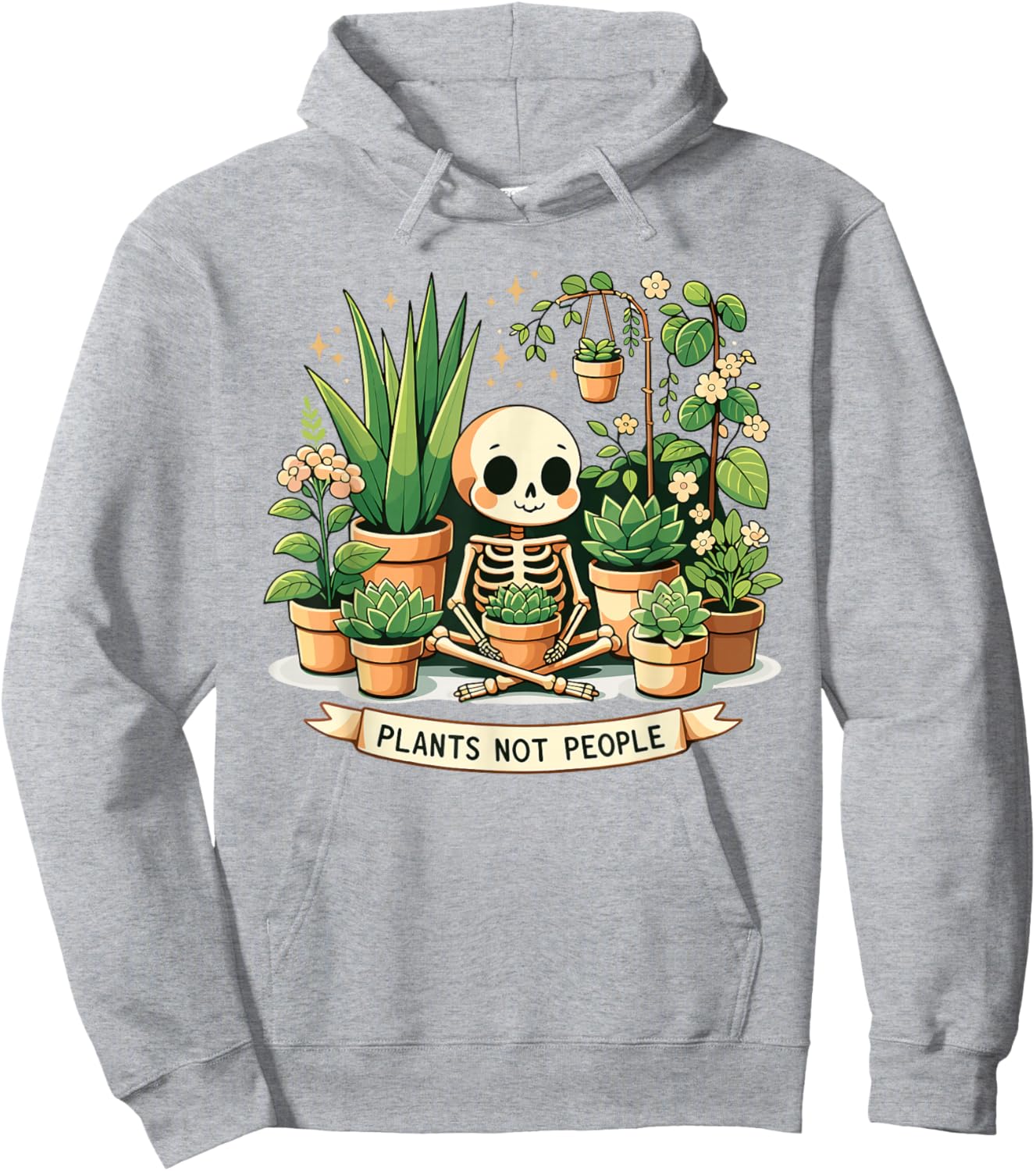 Plant Lover Skeleton Design - Plants Not People Hoodie - Hoodie | Ash