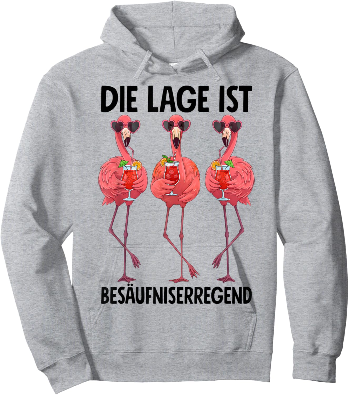with Flamingos Motif, White, S Hoodie - Hoodie | Ash
