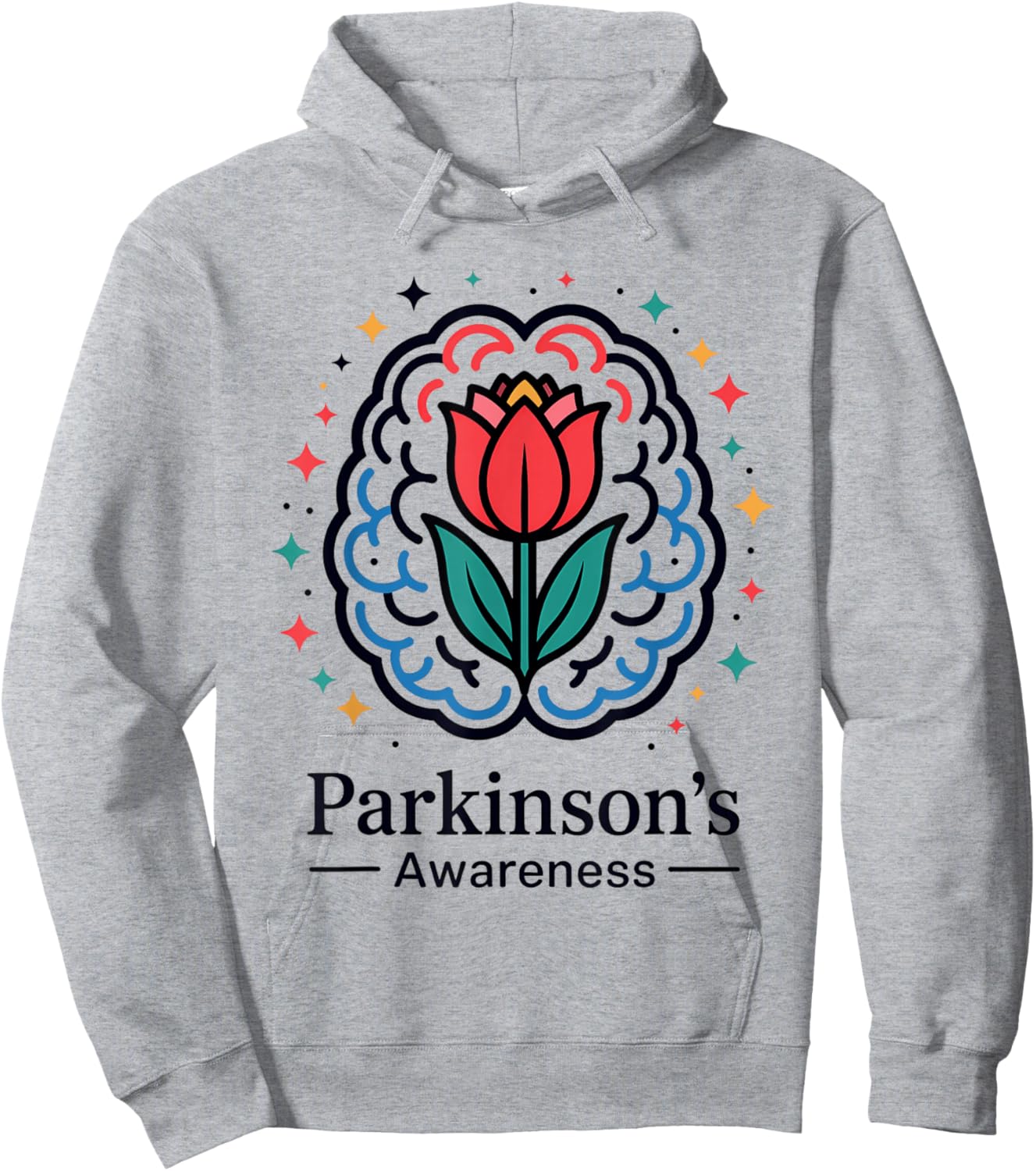 Parkinson’s Awareness Brain and Tulip Hoodie - Hoodie | Ash
