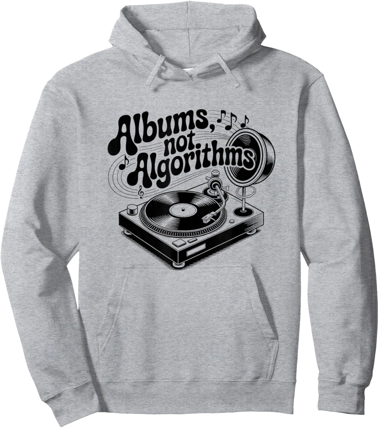 Albums Not Algorithms Retro Music Statement Hoodie - Hoodie | Ash