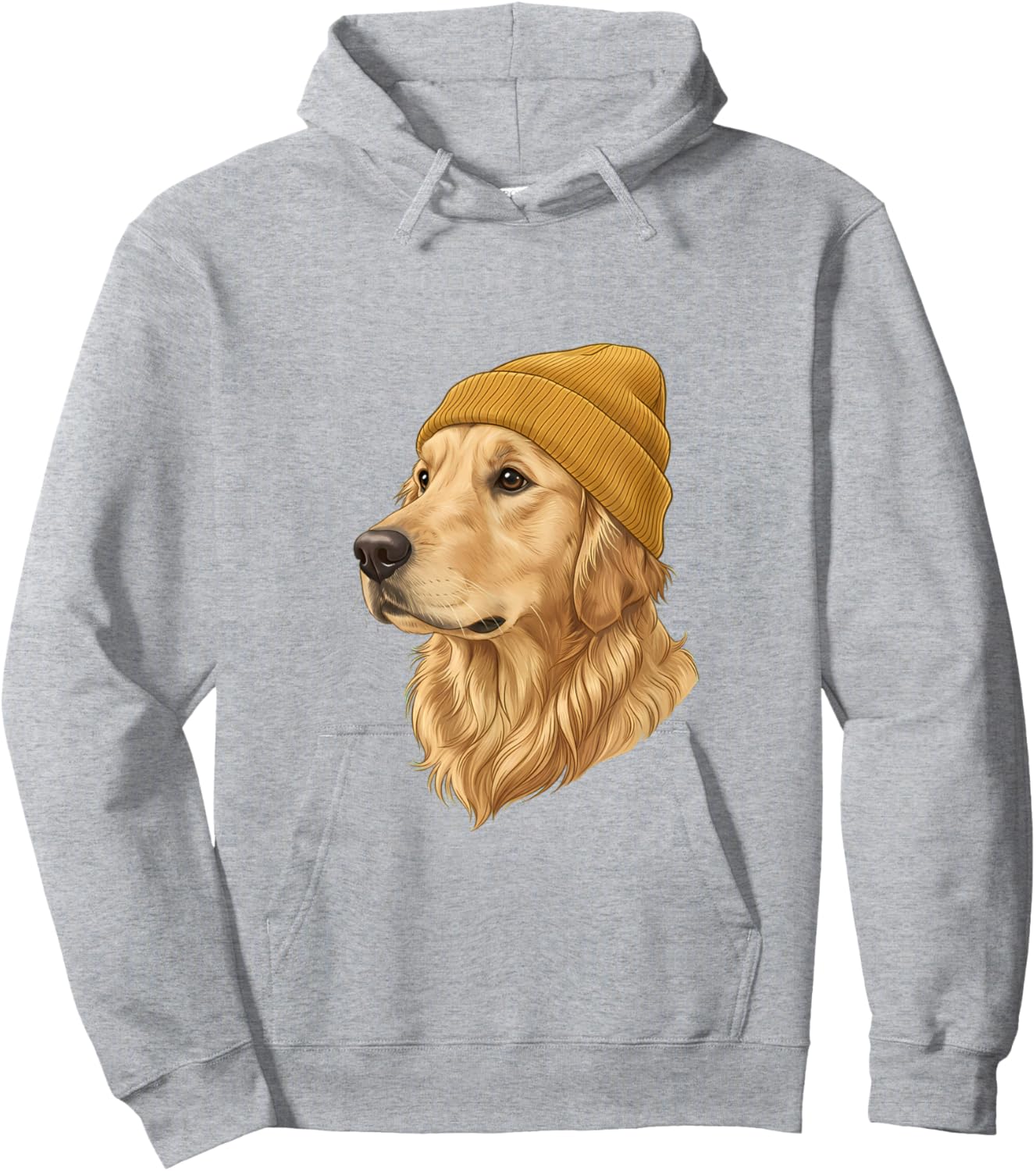 Golden Dog Retriever Yellow Beanie Art Hoodie - Hoodie | Ash