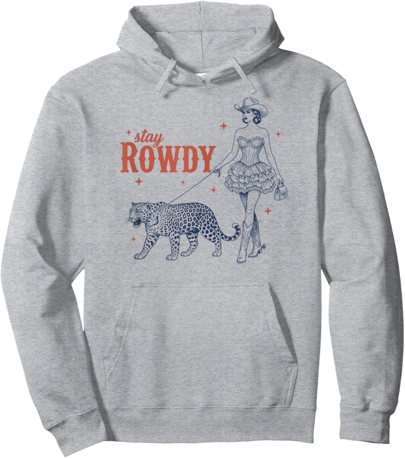 Stay Rowdy Funny Feminist Cowgirl and Leopard Hoodie - Hoodie | Ash