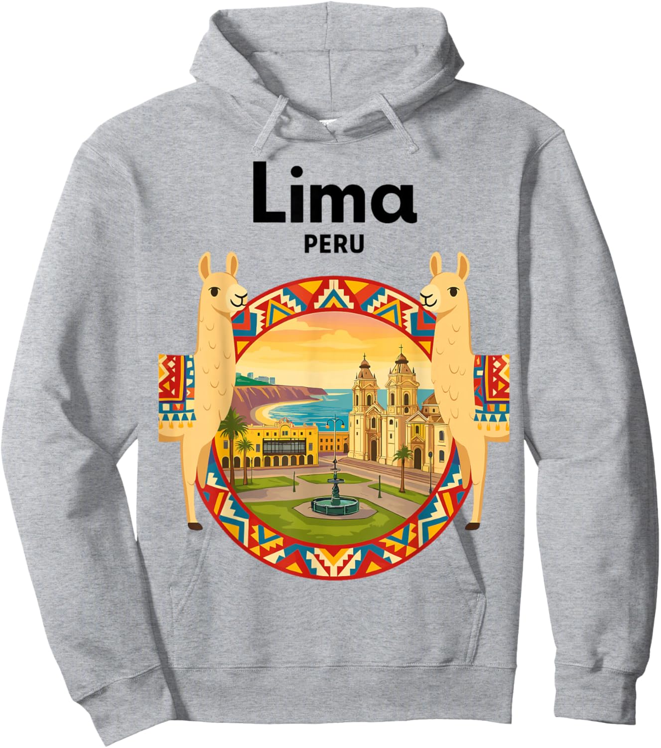 Peru Lima Travel Art Llama Andes Souvenir Hoodie - Hoodie | Ash