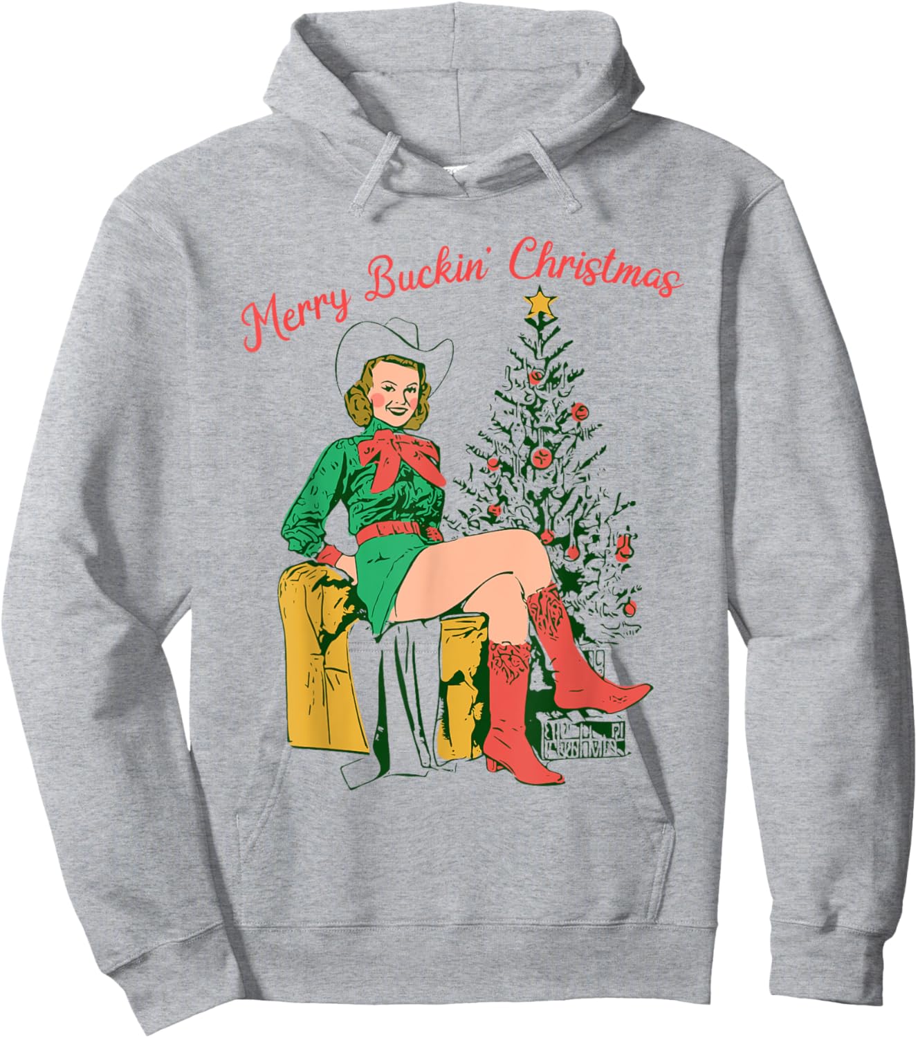 Funny Christmas Merry Buckin' Christmas Hoodie - Hoodie | Ash