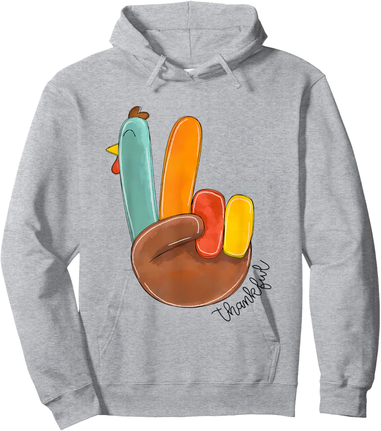 Cute Little Turkey Peace Thanksgiving Kids Hoodie - Hoodie | Ash