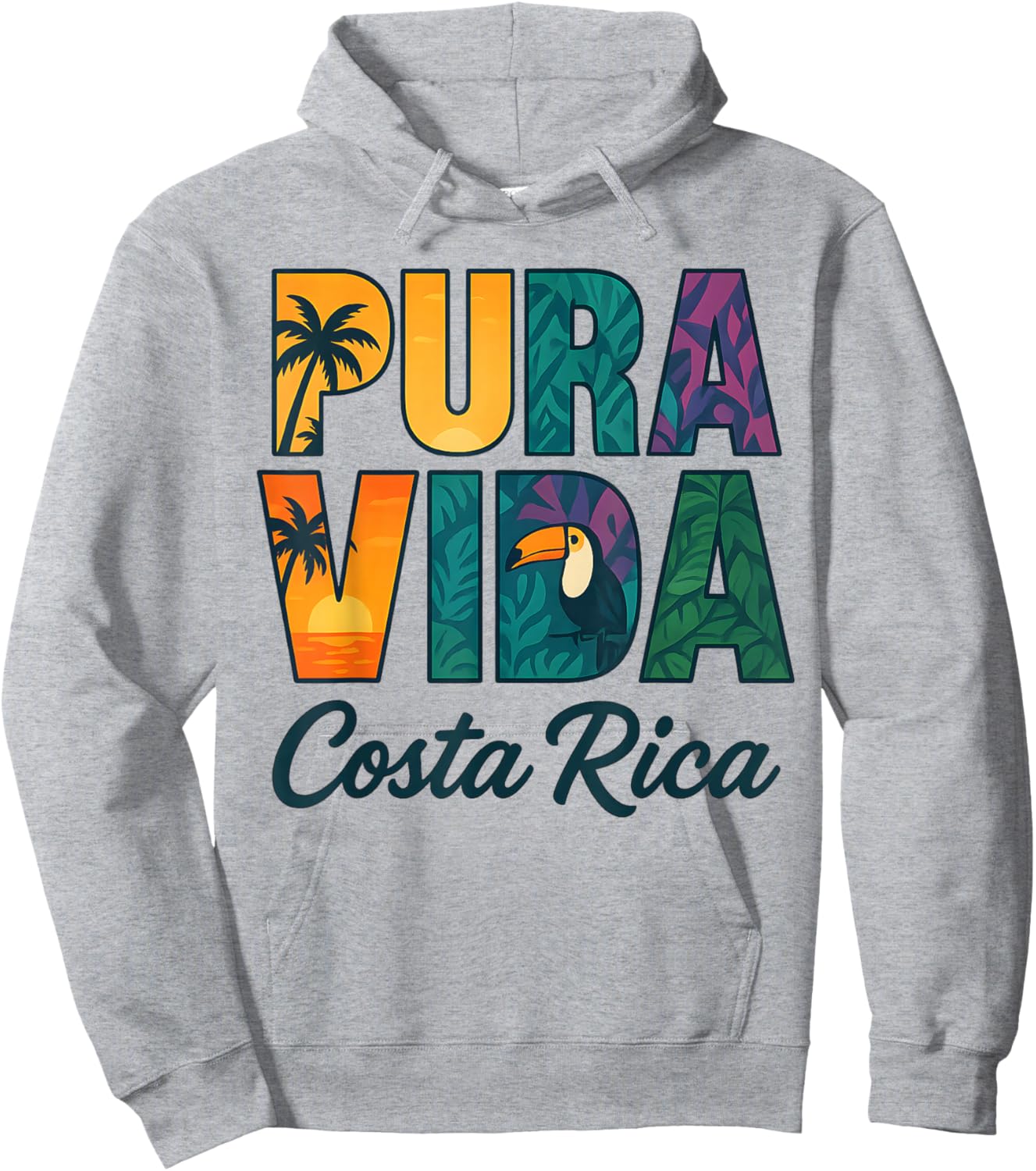 Pura Vida Costa Rica Toucan Hoodie - Hoodie | Ash