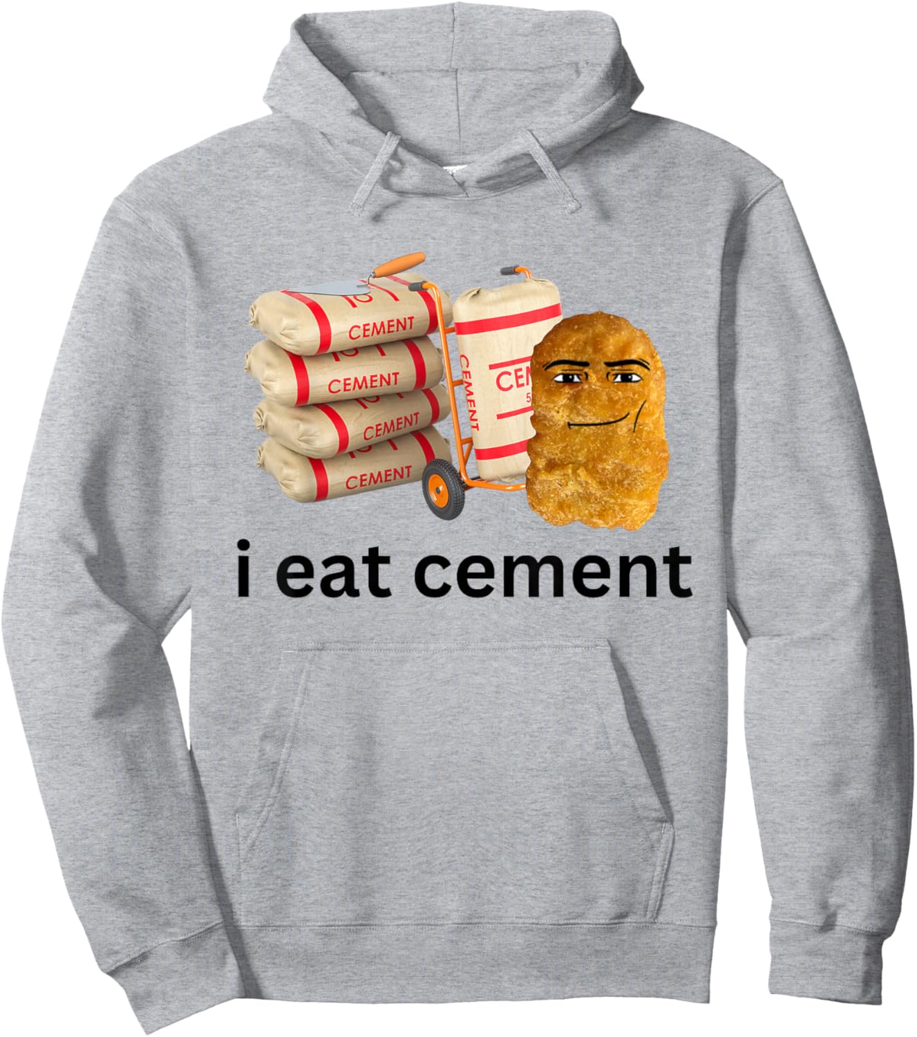 I Eat Cement Funny Cursed Chicken Nugget Meme Hoodie - Hoodie | Ash