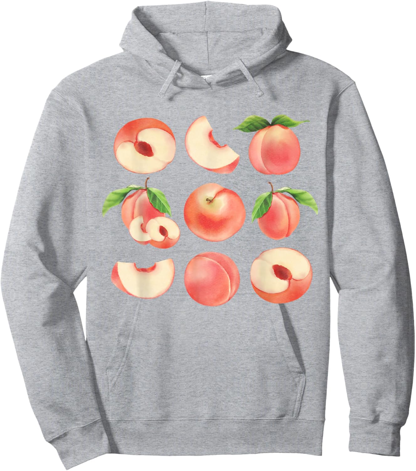 Vintage Peaches Graphic Cute Women Summer Fruit Hoodie - Hoodie | Ash