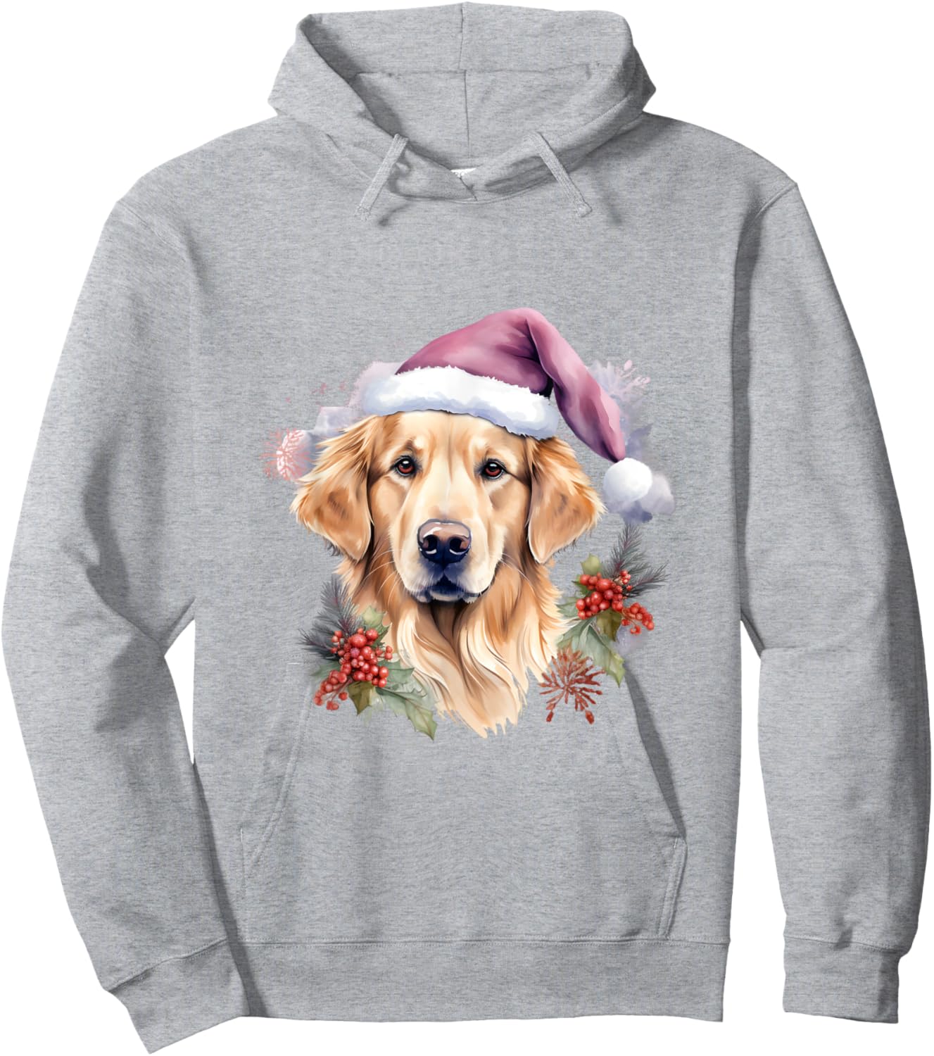 Golden Retriever Lavender Christmas Winter Dog Hoodie - Hoodie | Ash