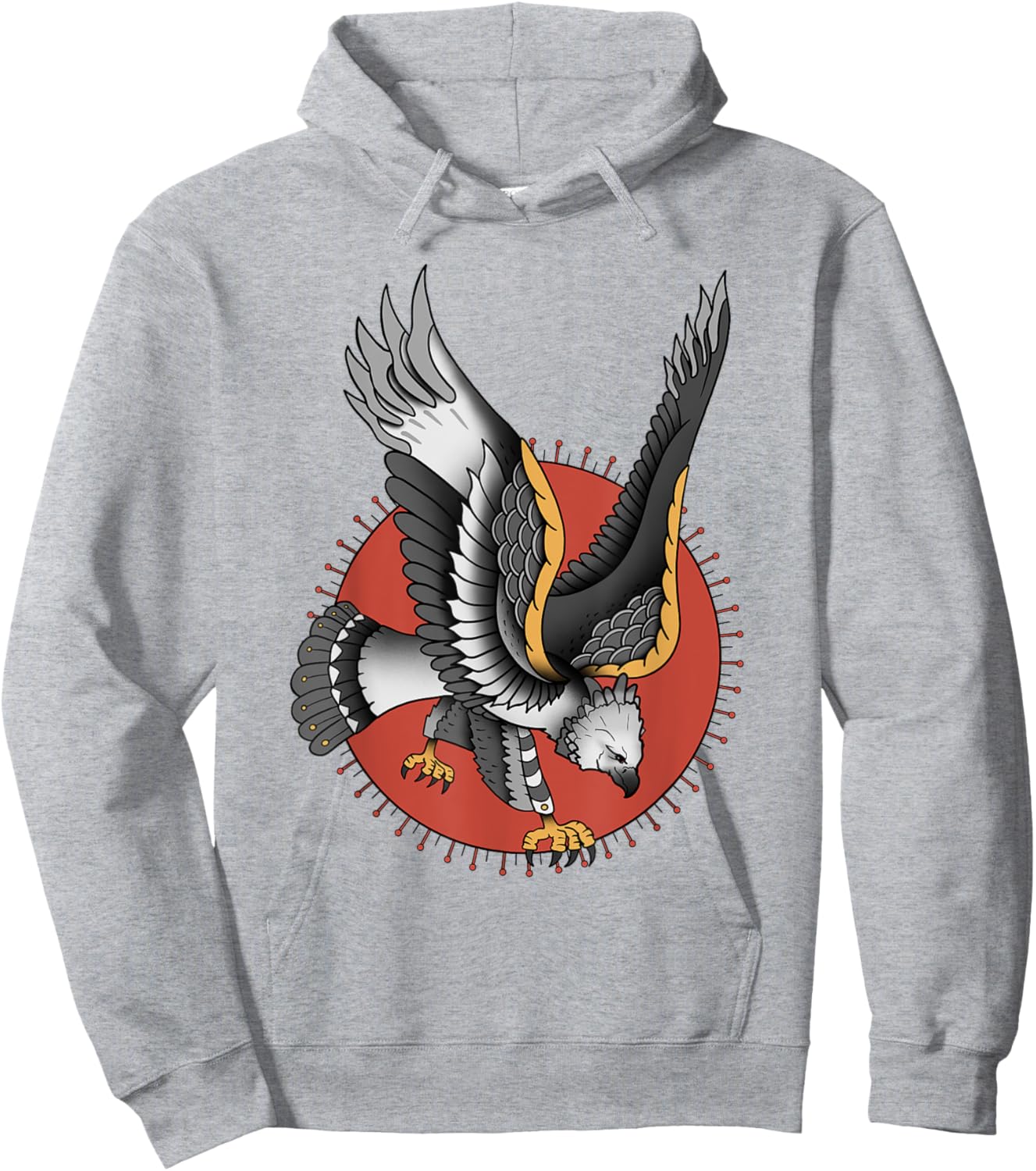 Vintage American Traditional Harpy Eagle Tattoo Hoodie - Hoodie | Ash