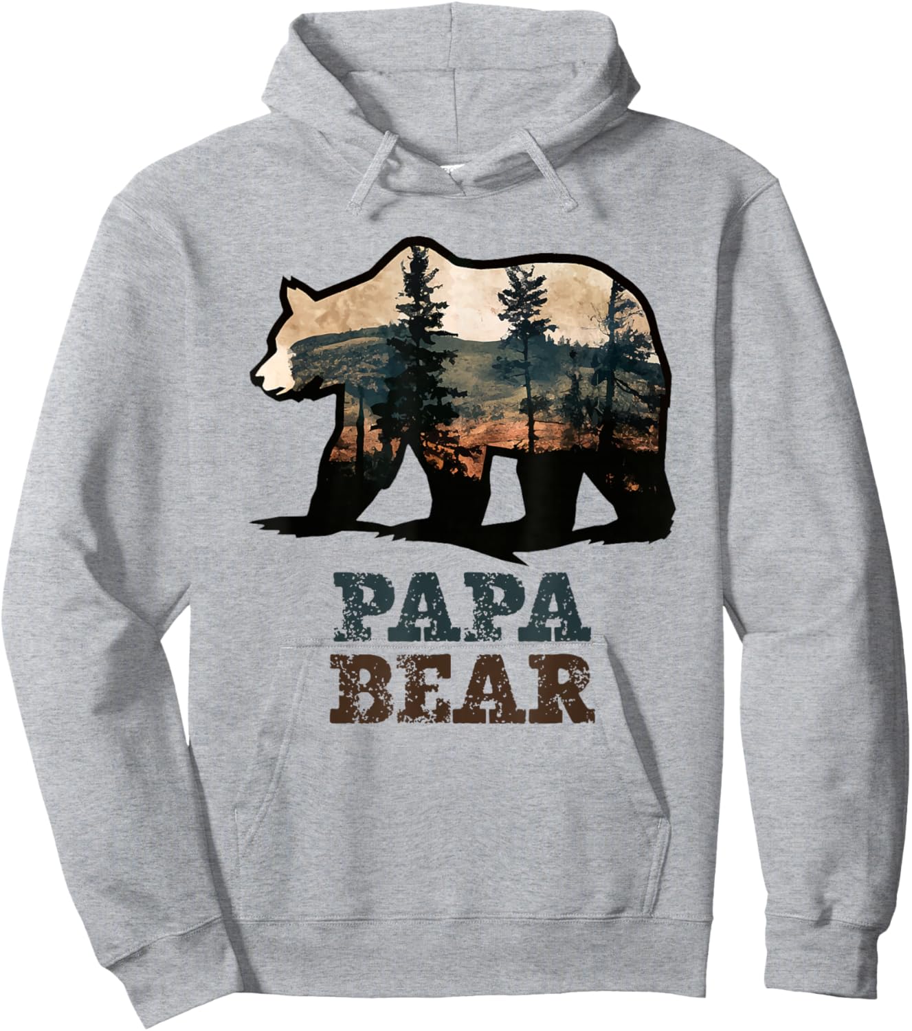 Papa Bear Vintage Retro Funny Hoodie - Hoodie | Ash