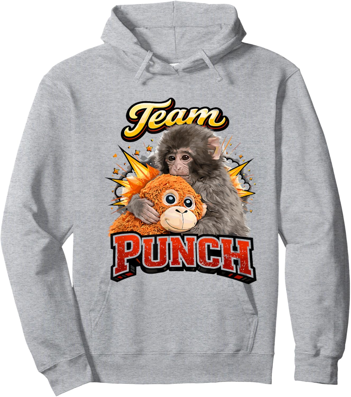 Team Punch Funny Monkey Trend Animal Supporter Hoodie - Hoodie | Ash