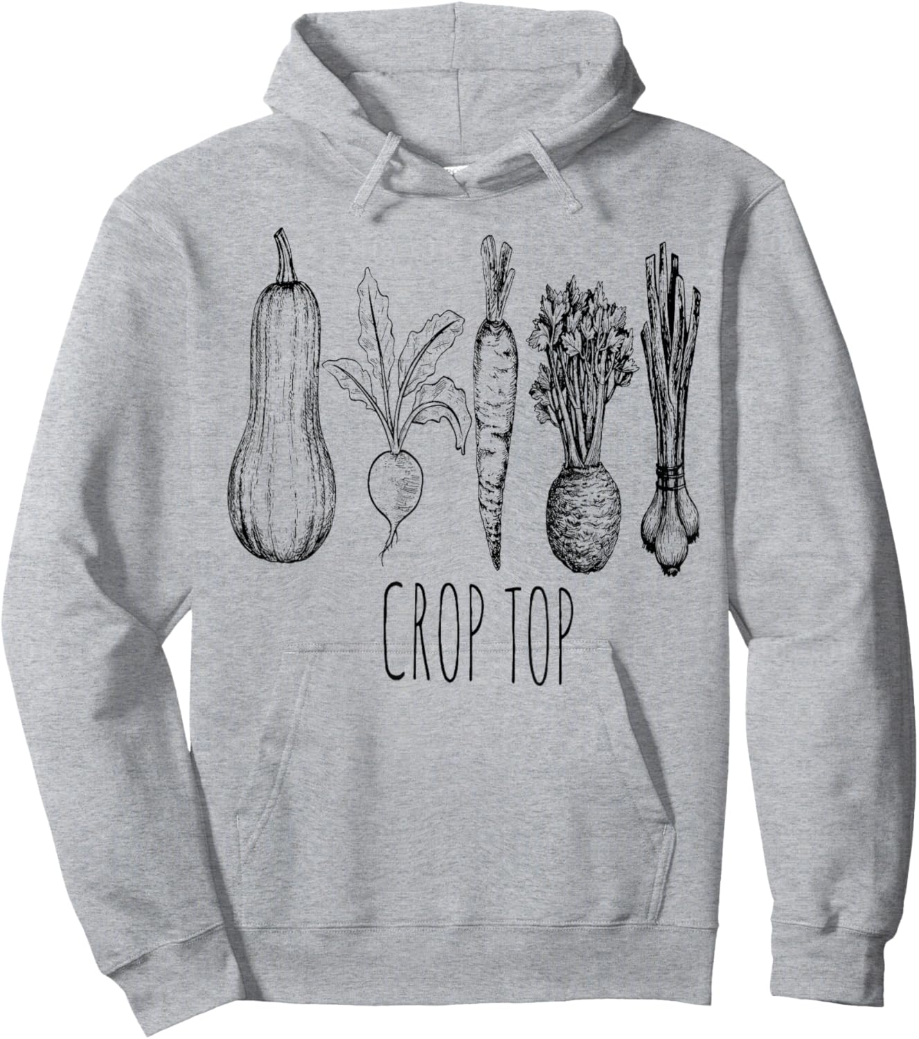 Crop Top Funny Gardening Pun Vegetable Art Hoodie - Hoodie | Ash