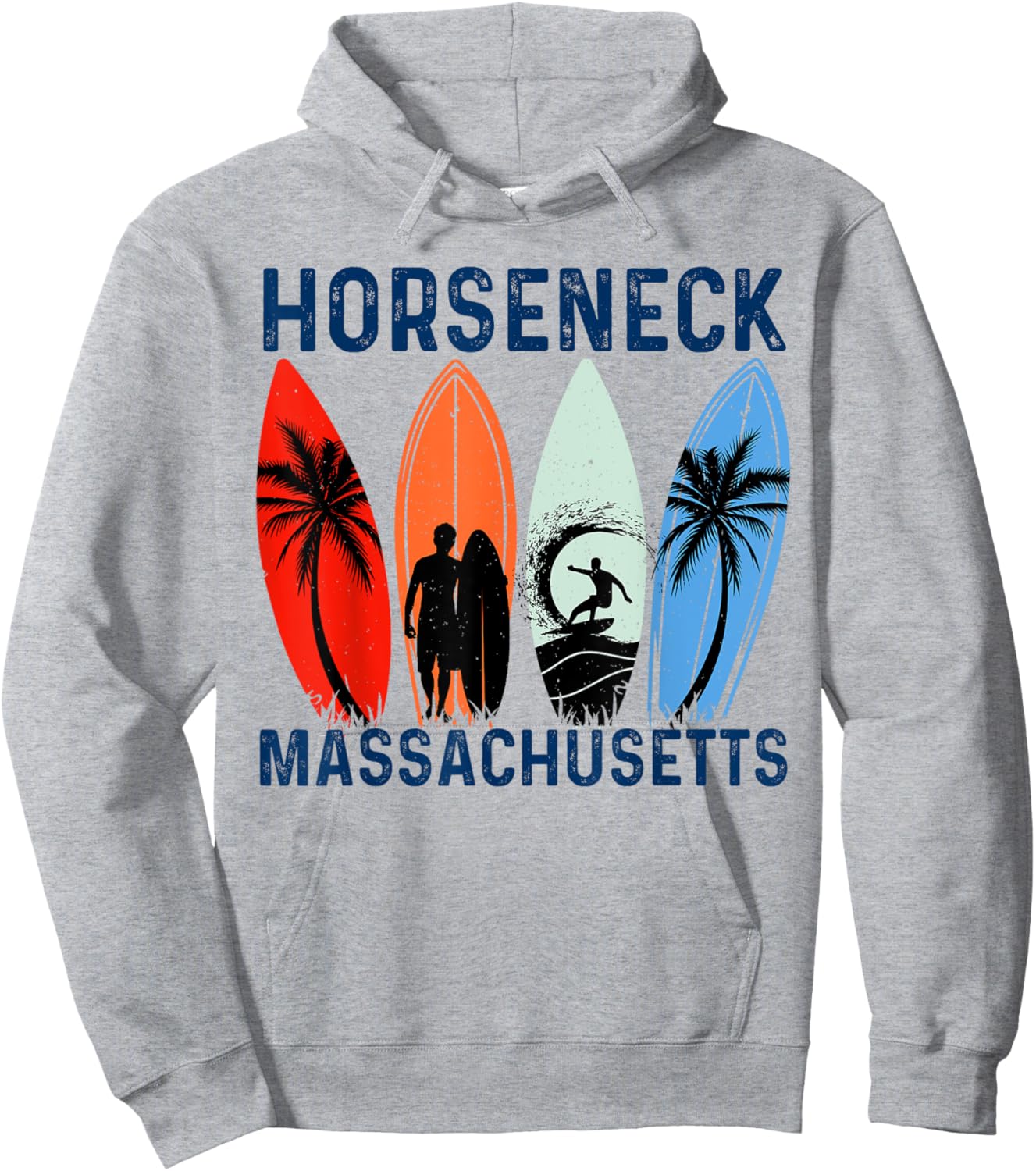 Retro Massachusetts Horseneck Surfing Beach Hoodie - Hoodie | Ash