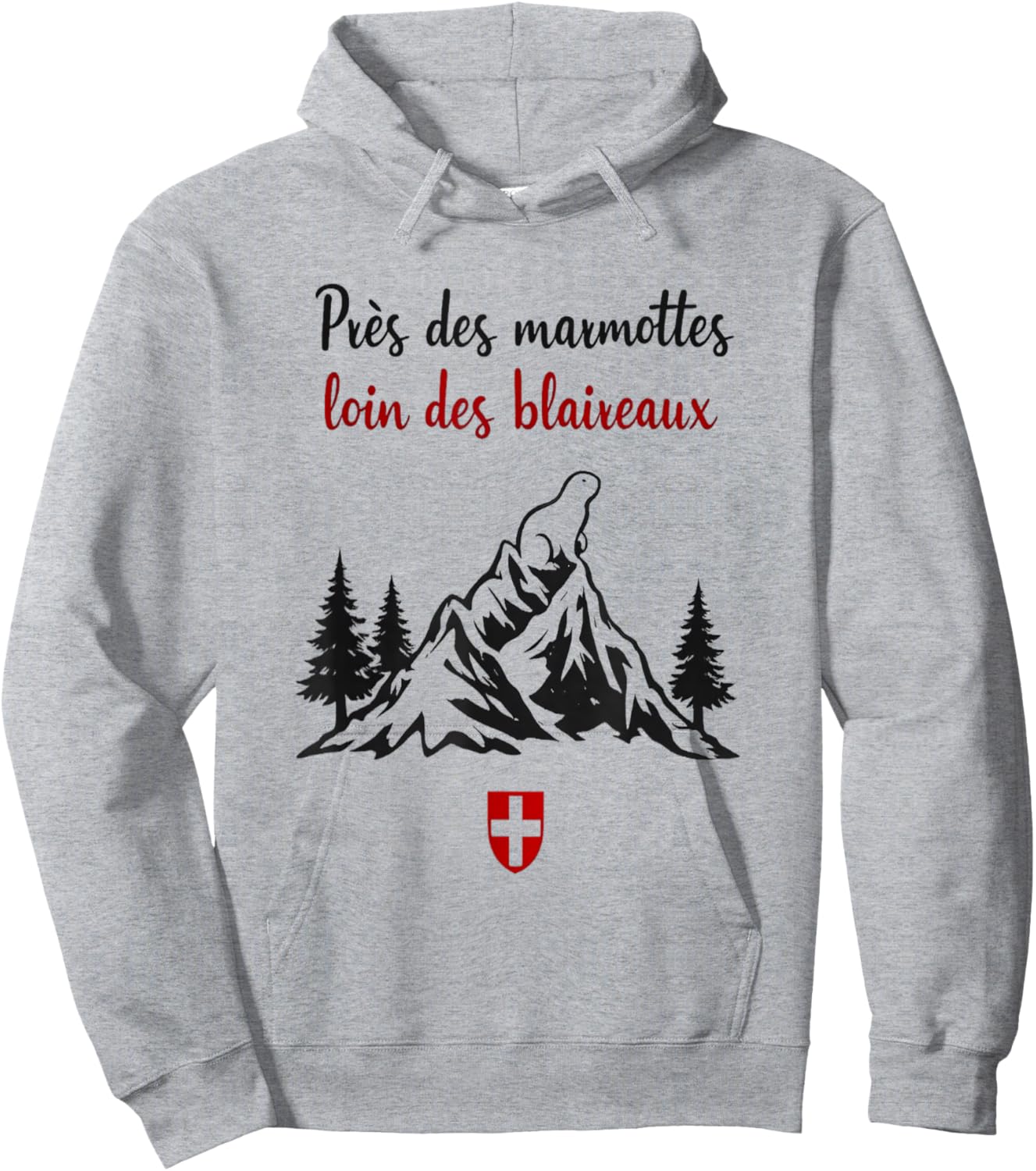 Funny Mountain Groundhog Gift Hiking Alps Savoy Hoodie - Hoodie | Ash