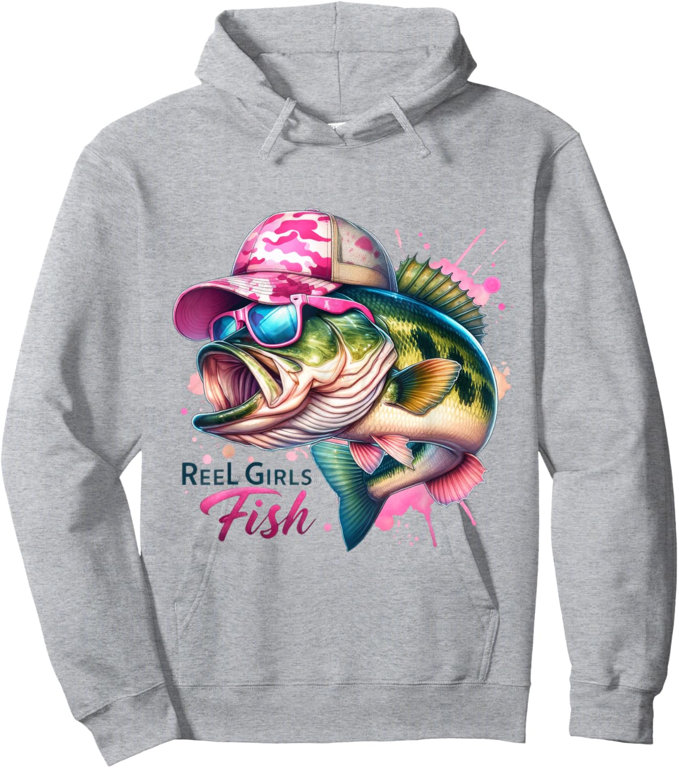 Reel Girls Fish, Lady Fishing, Largemouth Bass Hoodie - Hoodie | Ash
