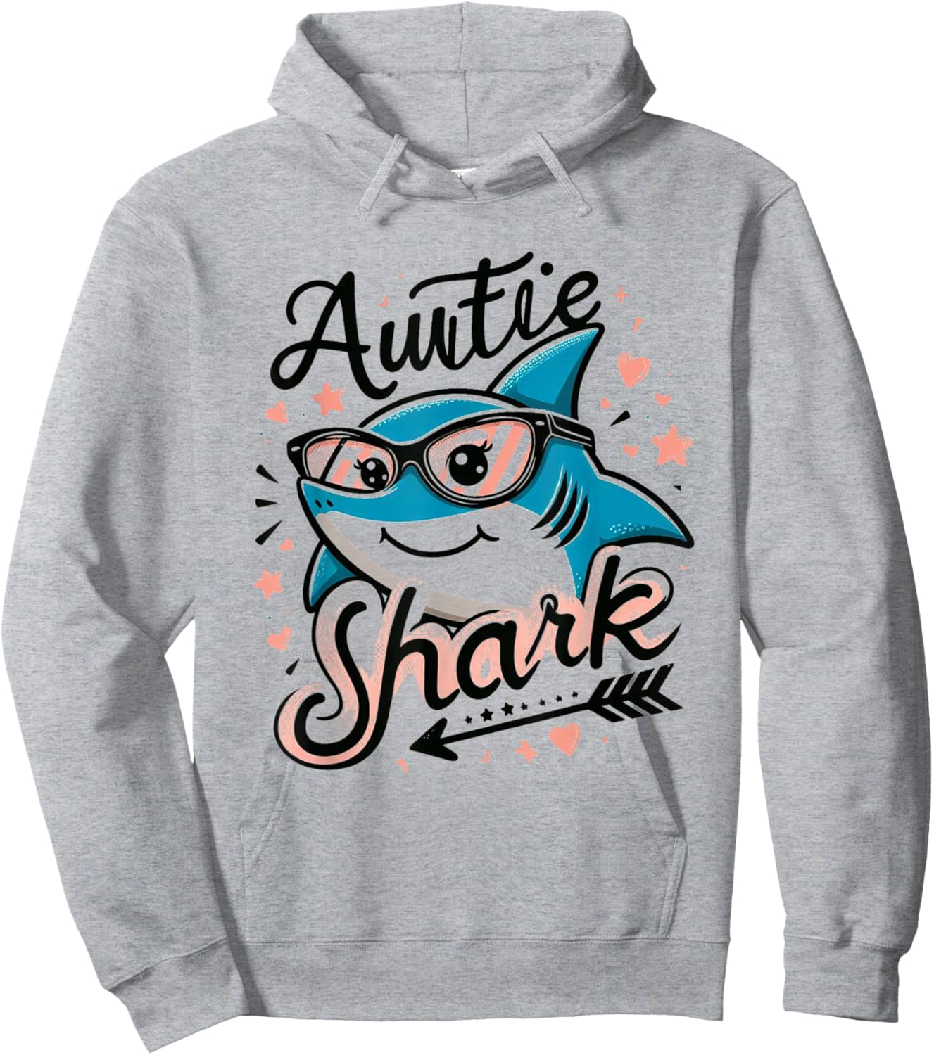 Auntie Shark Funny Shark Matching Family Hoodie - Hoodie | Ash
