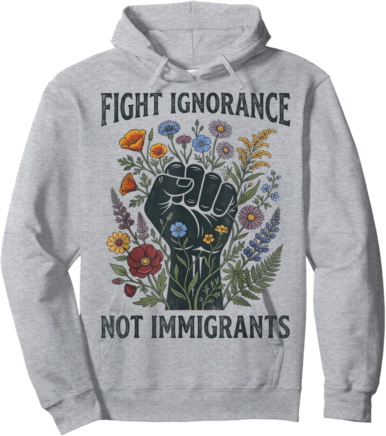 Protest Diversity Floral Fist Hoodie - Hoodie | Ash