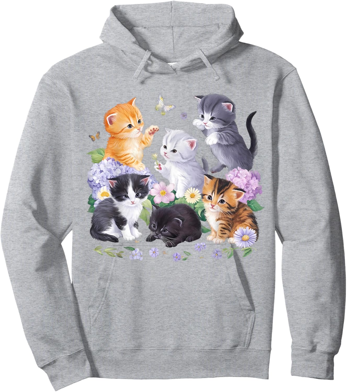 Cute Cat With Flowers For Cat Lovers Girl Women Hoodie - Hoodie | Ash