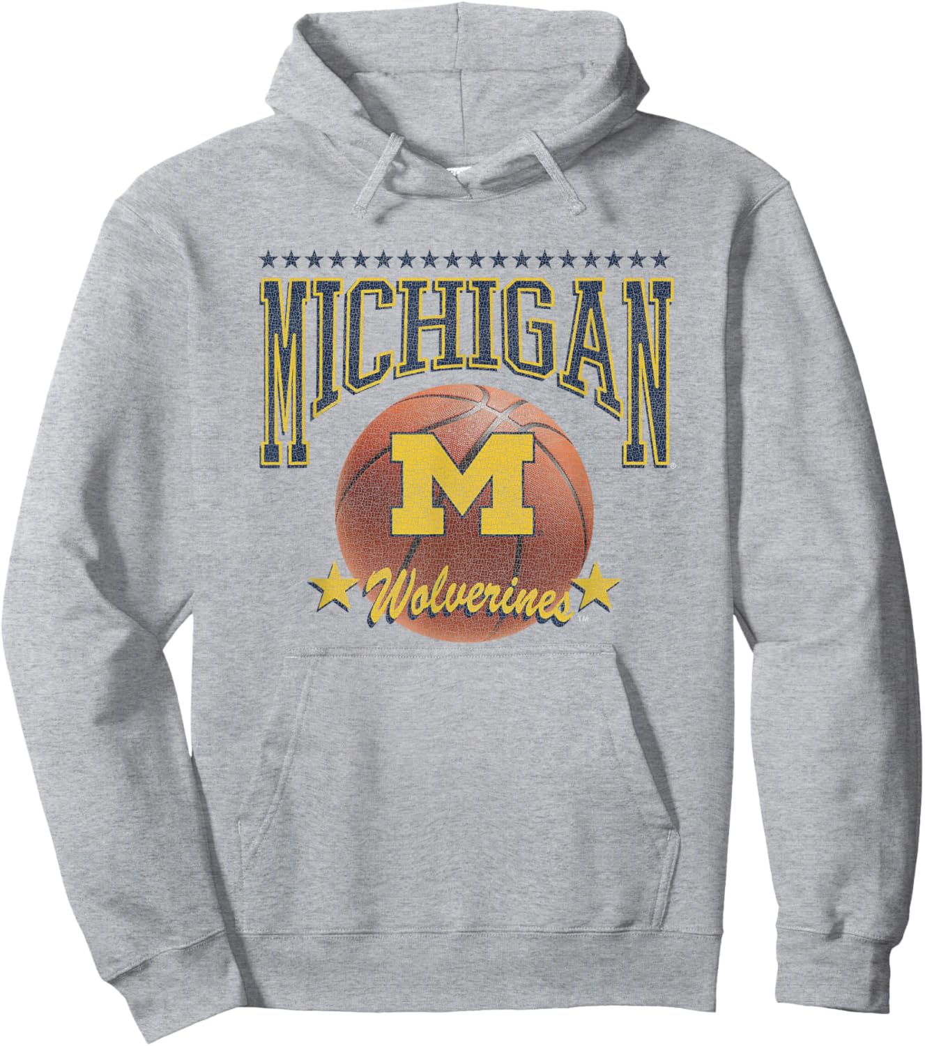 Michigan Wolverines Basketball Vintage Stars Hoodie - Hoodie | Ash