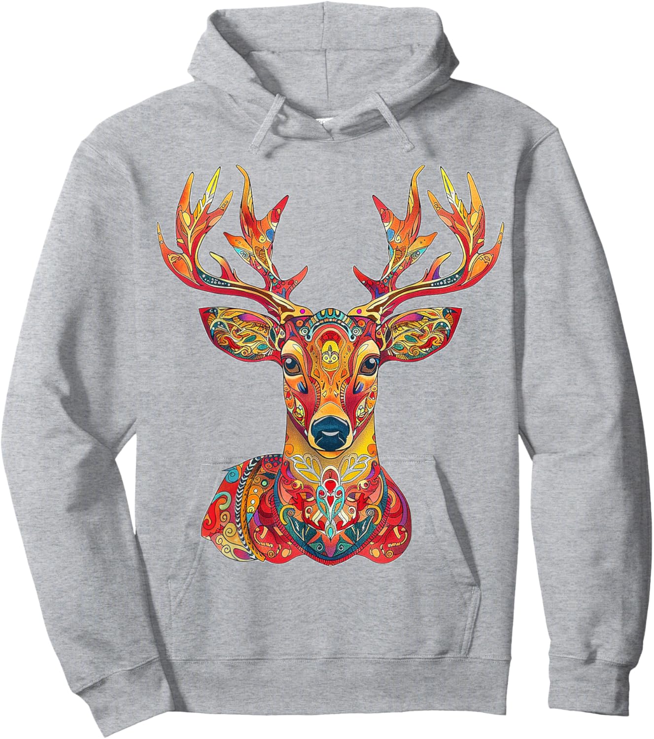 Reindeer Motif Artwork Reindeer Hoodie - Hoodie | Ash