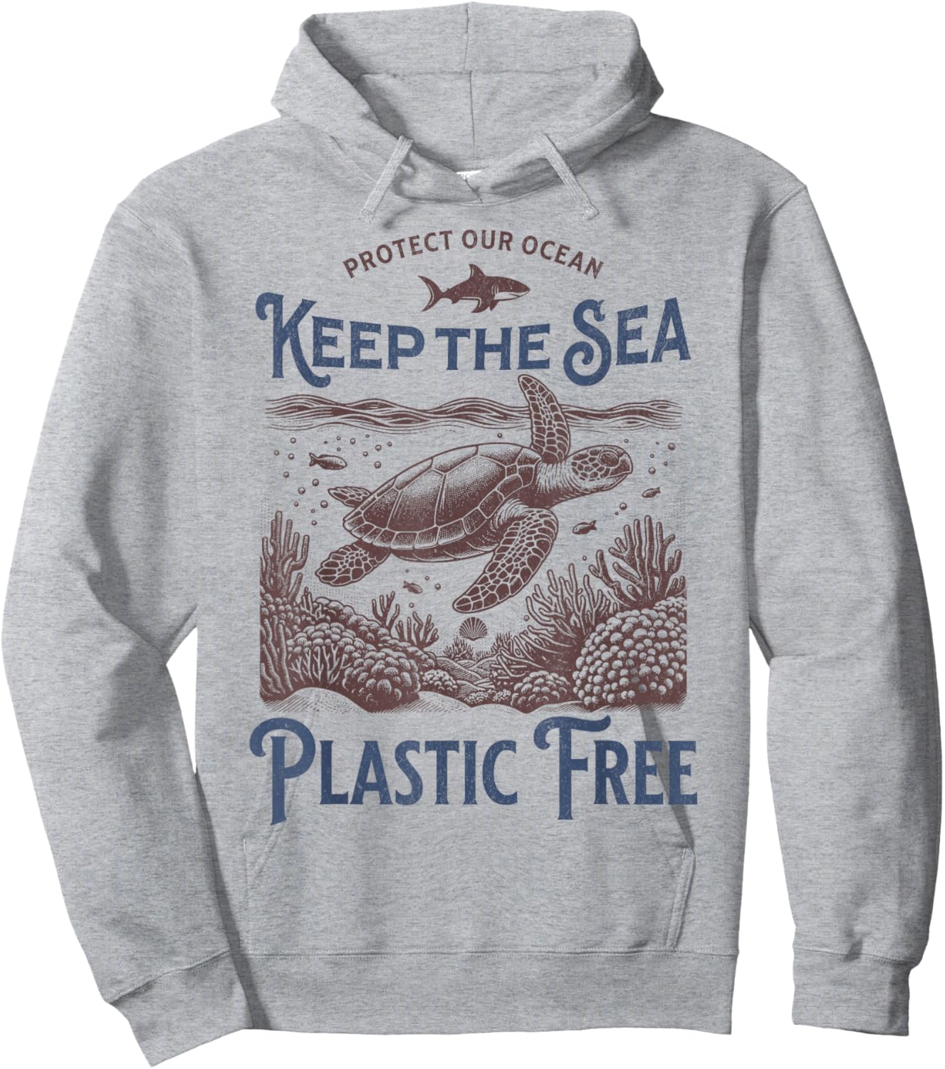 Vintage Nature apparel Earth Day Sea Turtle Hoodie - Hoodie | Ash