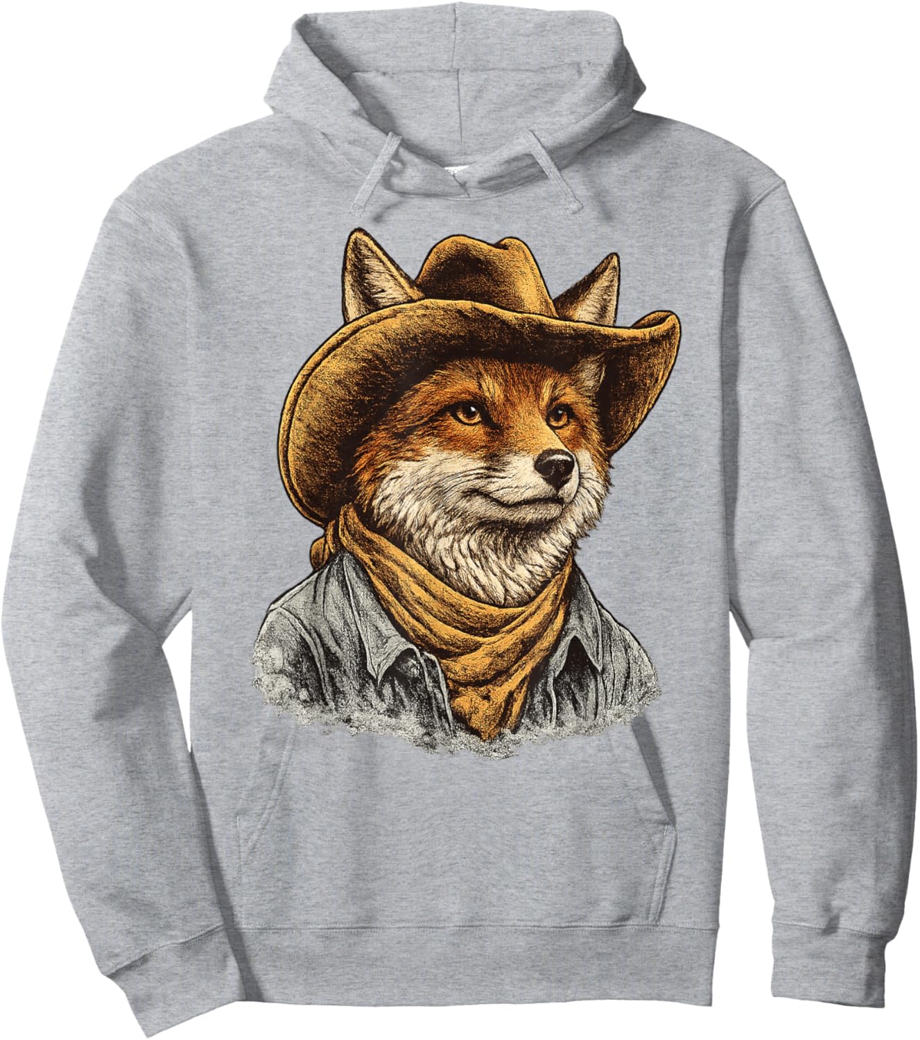 Cute Fox Wearing a Cowboy Hat Hoodie - Hoodie | Ash