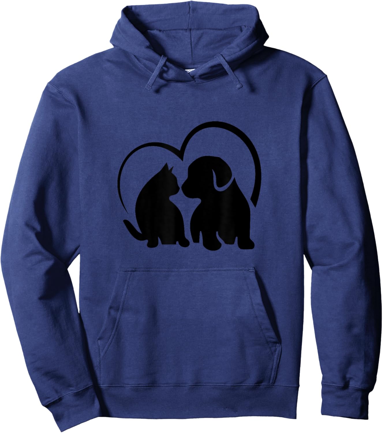 Cat and Dog with Heart Design Women Kids Hoodie - Hoodie | Navy