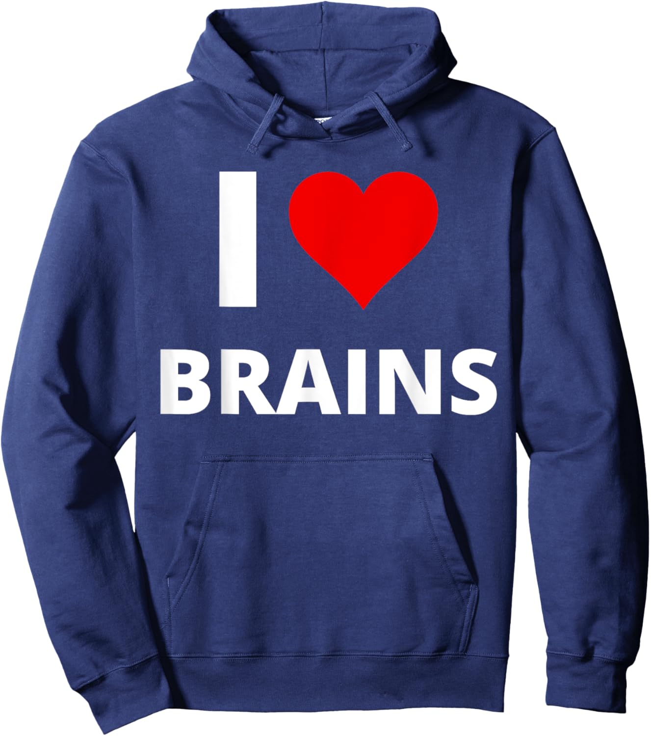 I Love Brains, With A Red Heart - Zombie Hoodie - Hoodie | Navy
