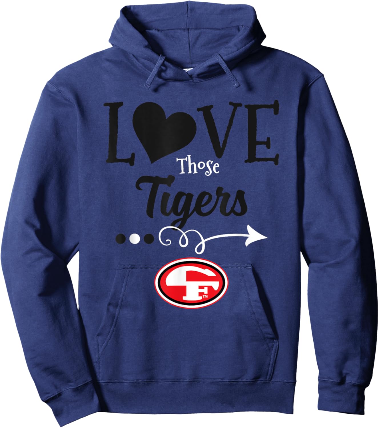 Cedar Falls Tigers Logo Love Those HS Hoodie - Hoodie | Navy