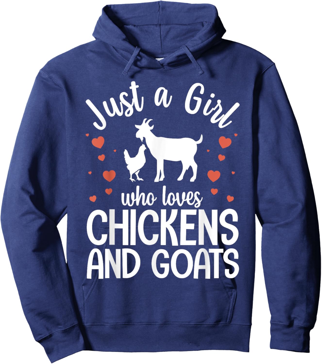 Cool Chicken Goat Design Girls Pygmy Goat Lover Hoodie - Hoodie | Navy