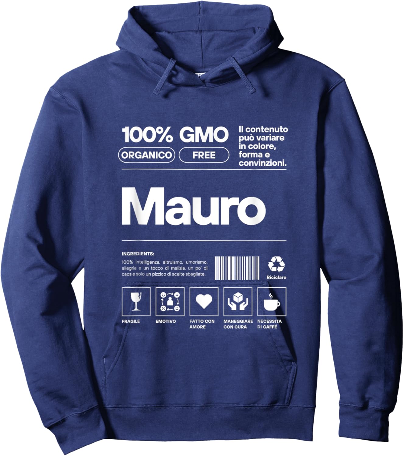 Mauro Shirt with Funny Text and Boys Hoodie - Hoodie | Navy