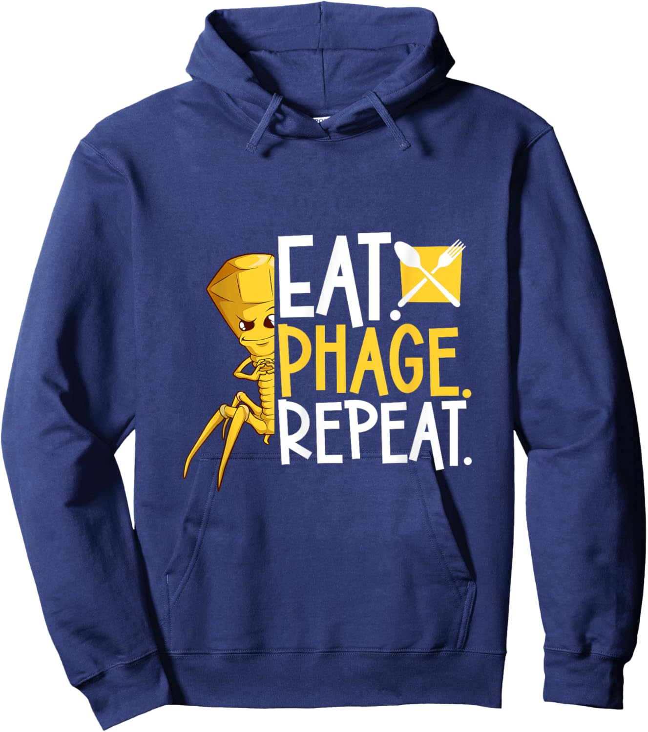 Eat Phage Repeat - Bacteriophage Hoodie - Hoodie | Navy