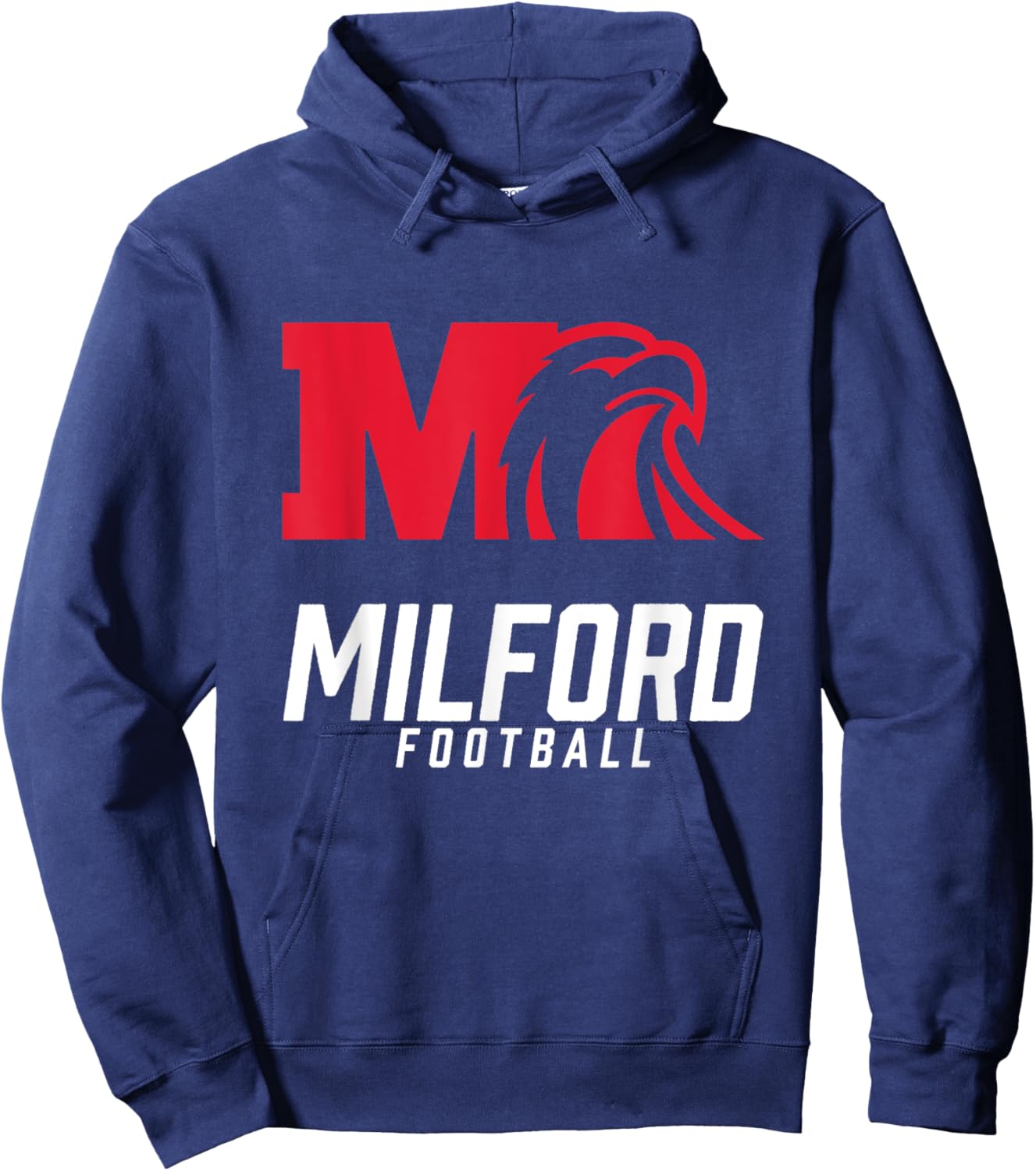 Milford Eagles Logo Football Team HS Hoodie - Hoodie | Navy