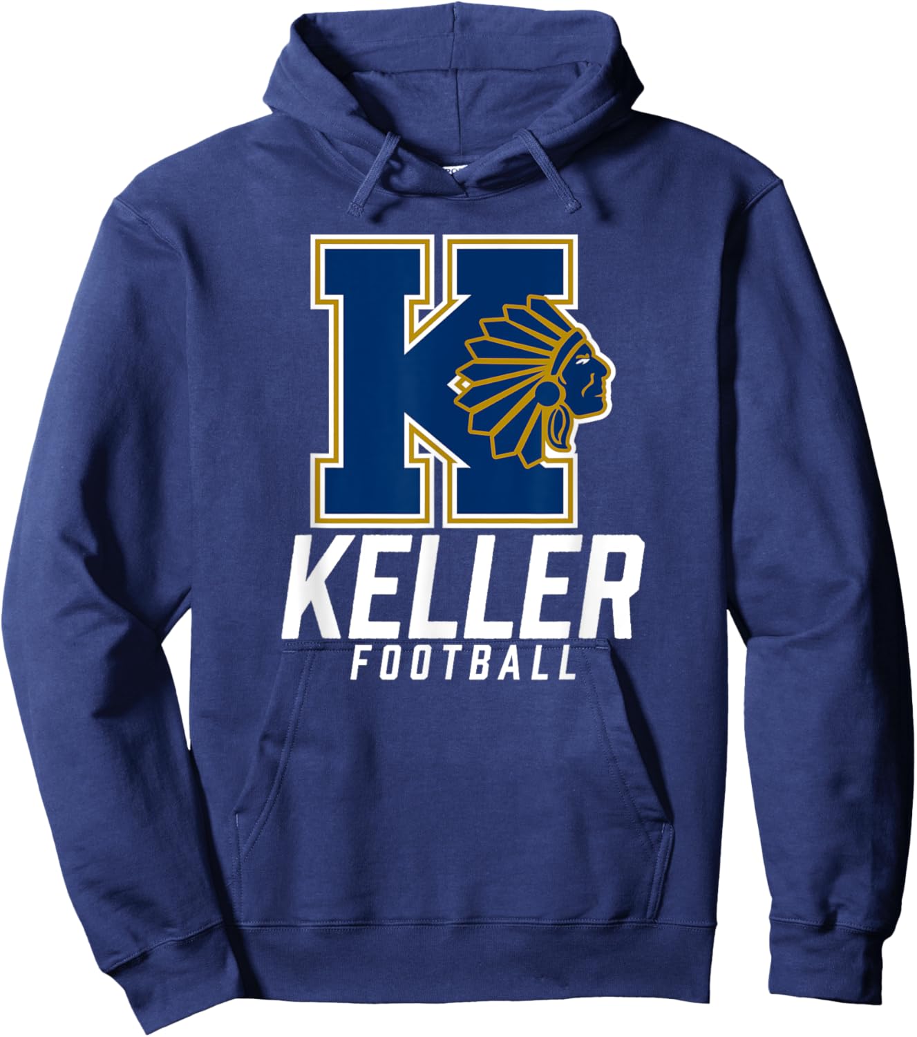 Keller Indians Logo Football Team HS Hoodie - Hoodie | Navy