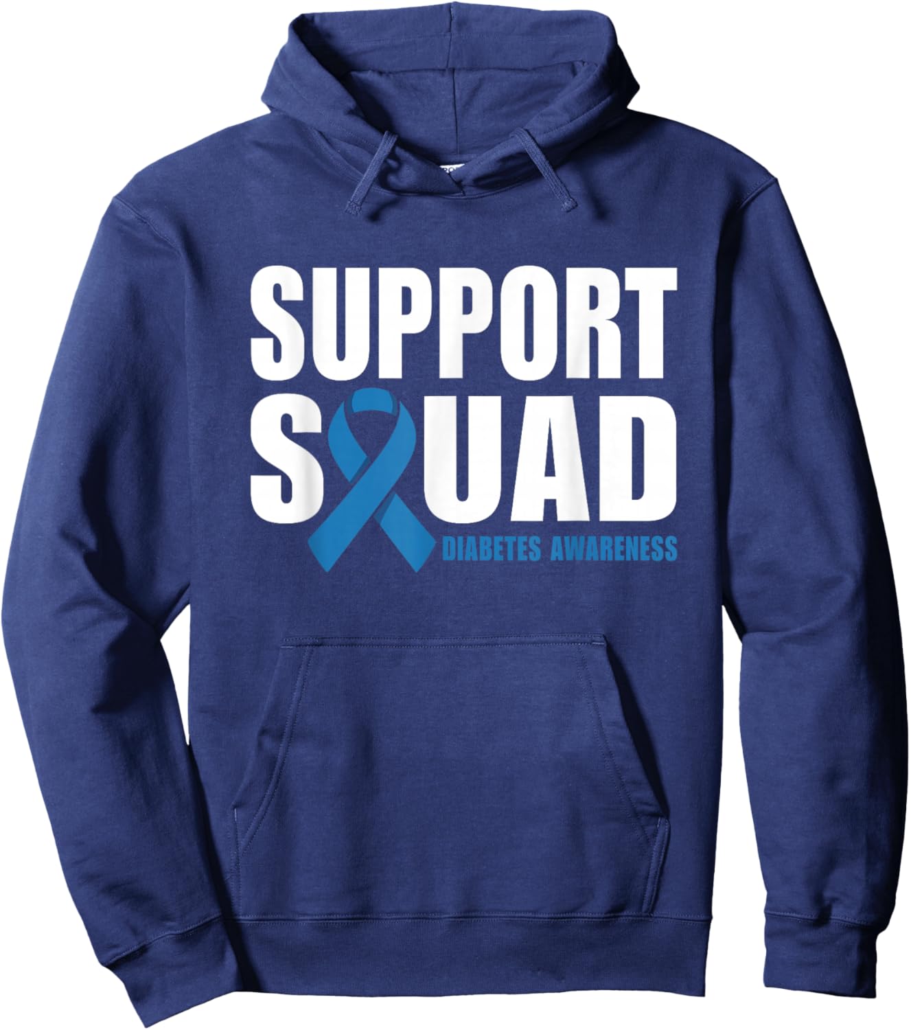 Support Squad Diabetes Awareness Blue Ribbon Hoodie - Hoodie | Navy
