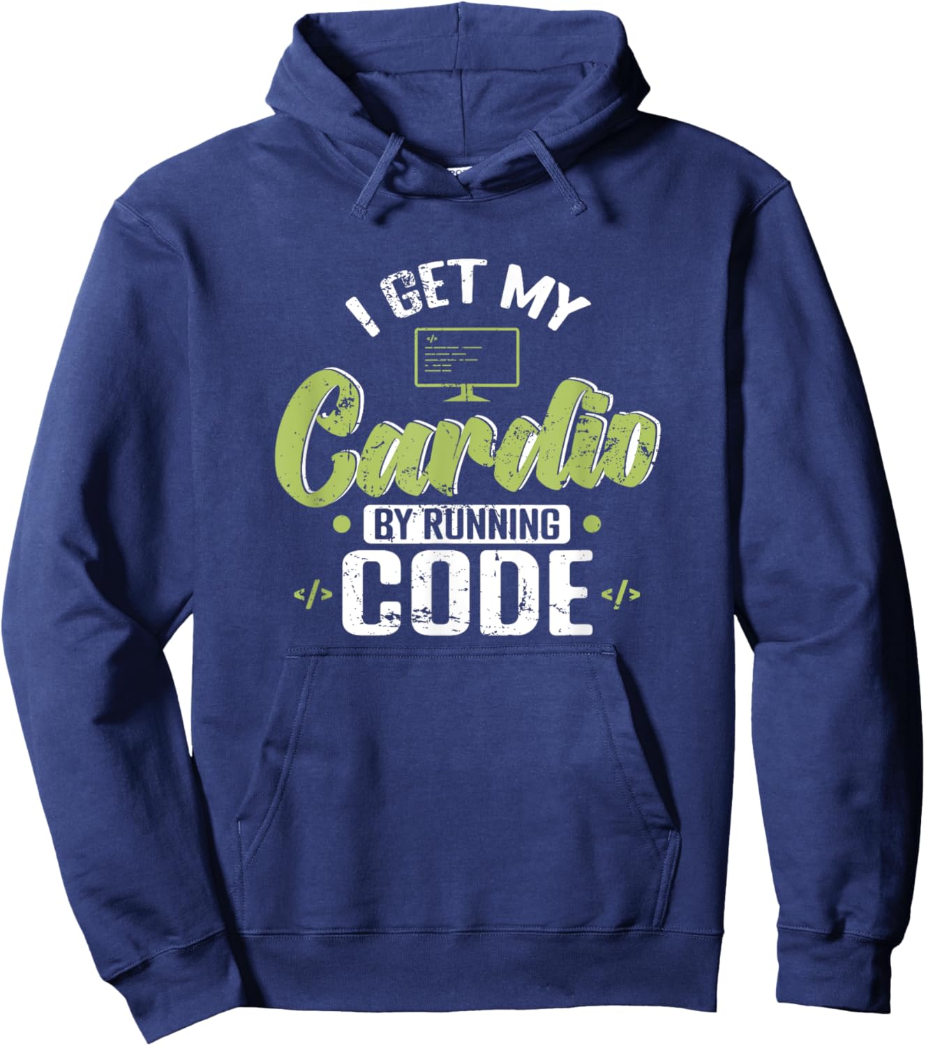I Get My Cardio by Running Code Hoodie - Hoodie | Navy