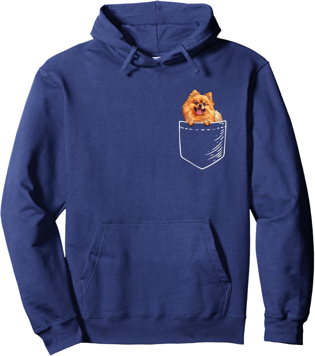 Kids Funny Cartoon Pocket Pomeranian Lover Hoodie - Hoodie | Navy