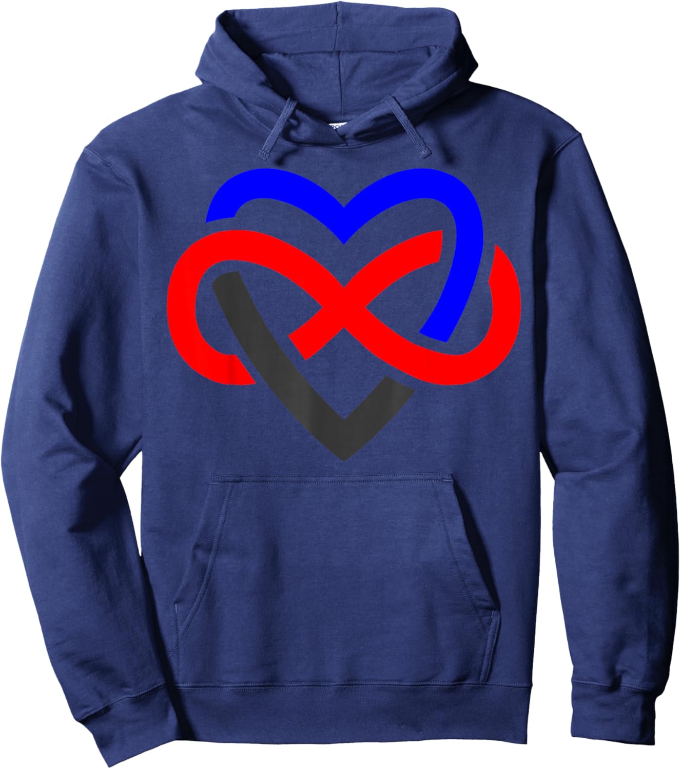 Infinity Heart Polyamory Symbol in Pride Colors Hoodie - Hoodie | Navy