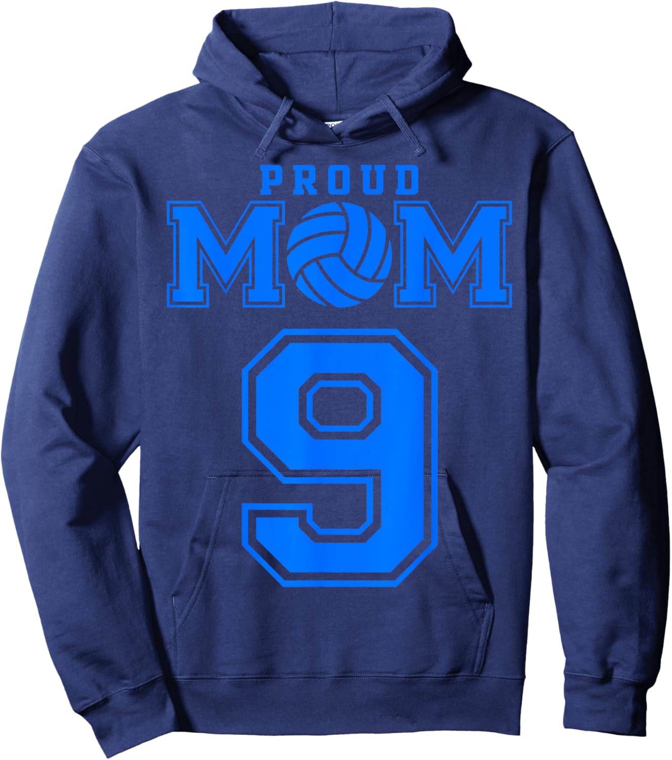 Proud Volleyball Mom Number 9 B Hoodie - Hoodie | Navy