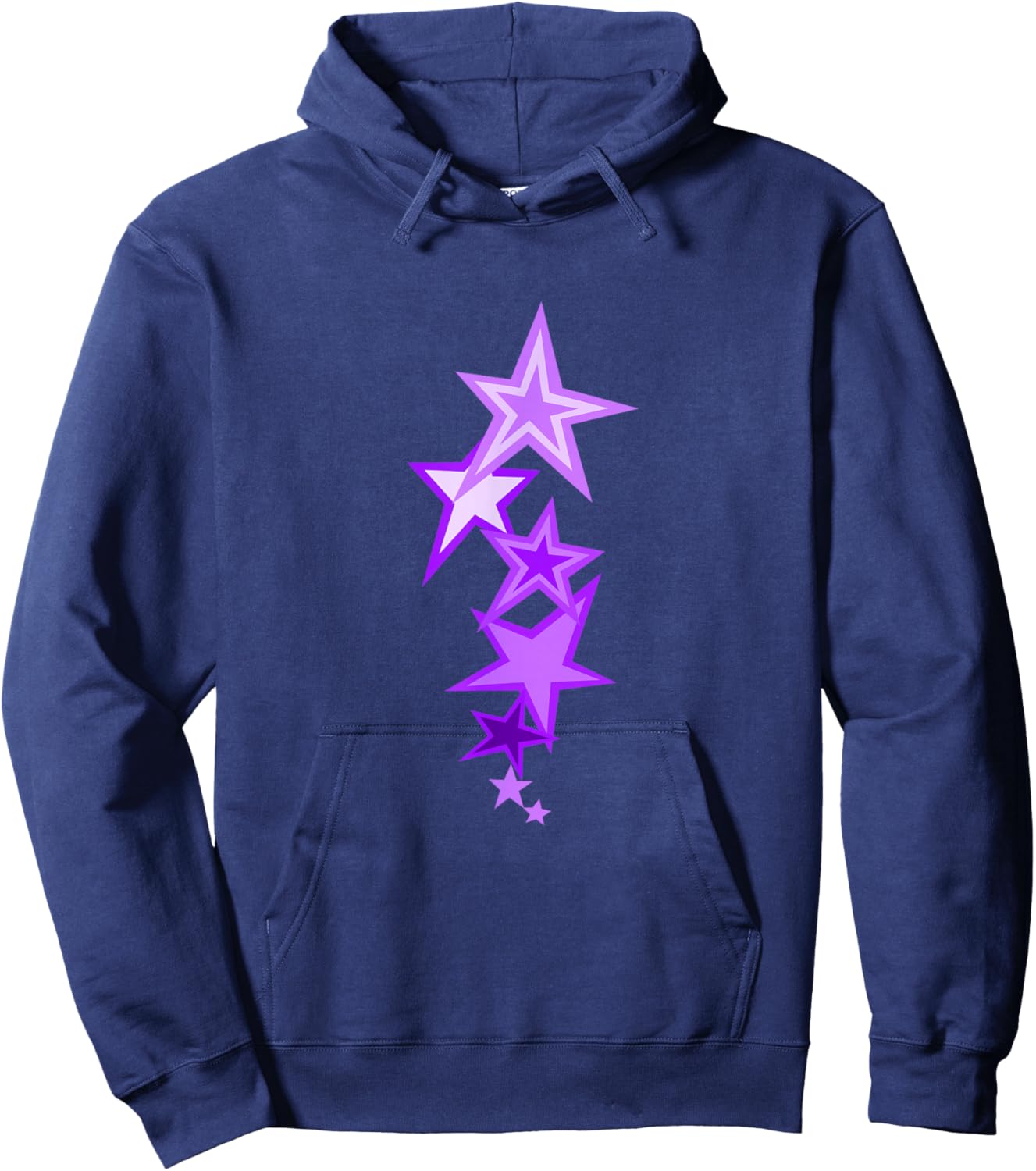Purple Color Vertical Stars Purple Graphic Hoodie - Hoodie | Navy